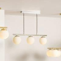 Pacific Asterope 3 White Orb And Shiny Chrome Metal Pendant, White