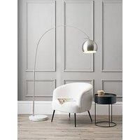 Pacific Feliciani Floor Lamp 1 Light Brushed Silver Metal and White Marble
