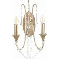 Pacific Belle Antique Silver Leaf Metal And Beaded 2 Light Wall Light, Silver