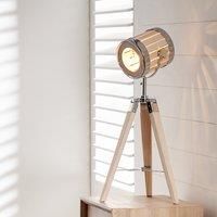 Industrial Wood Tripod Marine Floor and Table Lamp Bullseye Metal Lights