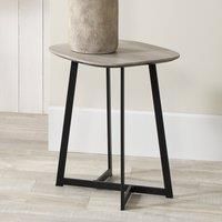 Pacific Lifestyle UKiah Grey Oak Veneer And Black Metal Side Table, Grey