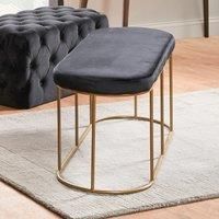 Pacific Lifestyle Nino Black Velvet And Gold Metal Bench, Black