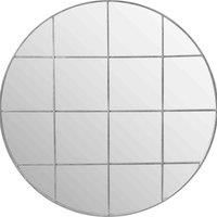 Pacific Silver Metal 16 Pane Round Wall Mirror