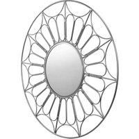 Pacific Silver Metal Cane Effect Frame Round Wall Mirror