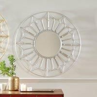 Pacific Silver Metal Cane Effect Frame Round Wall Mirror