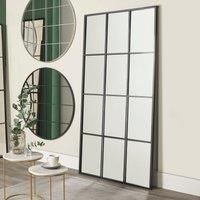 Pacific Dark Grey Metal 12 Pane Floor Standing Mirror