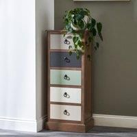 Pacific Lifestyle Cecelia 5 Drawer 42Cm W Solid Wood Tallboy Brown;Green;Grey;Beige;Cream;Ivory 101cm H X 42cm W X 32cm D