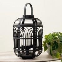 Pacific Black Bamboo And Glass Lantern