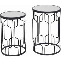 Pacific Caprisse S 2 Mirrored Glass And Graphite Metal Side Tables, Black