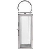 Pacific Silver Metal And Ribbed Glass Lantern Small