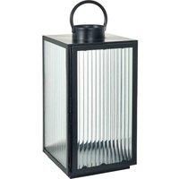 Pacific S 2 Black Metal And Ribbed Glass Lanterns