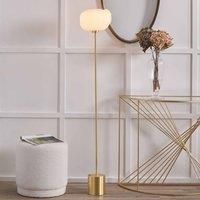 Pacific Lifestyle Bella White Ribbed Glass And Gold Metal Squoval Floor Lamp, White