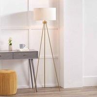 Pacific Houston Brushed Brass Metal Tripod Floor Lamp, Gold