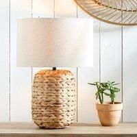 Seagrass Table Lamps For Living Room | Natural Boho Water Hyacinth Lamp With Cream Shade | Bedroom Bedside Table Lamps With Shade | Neutral Organic Standard Lamps (Tall: W35xD35xH50cm)