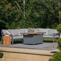 Pacific Lifestyle - Stockholm Corner Dining Set with Firepit Table in Marl Grey