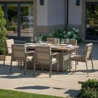 Pacific Lifestyle Stockholm Metal Rectangular 6 - Person 200cm Long Dining Set with Cushions Beige 6