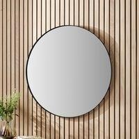 Pacific Lifestyle Round Stainless Steel Framed Wall Mounted Accent Mirror Black 100cm x 100cm