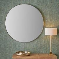 Pacific Lifestyle Round Stainless Steel Framed Wall Mounted Accent Mirror Brushed Silver 100" x 100"