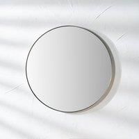 Pacific Lifestyle Round Stainless Steel Framed Wall Mounted Accent Mirror Brushed Silver 60cm x 60cm