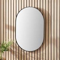 Pacific Lifestyle Oval Stainless Steel Framed Wall Mounted Accent Mirror Black Metal 90cm H X 60cm W X 3cm D