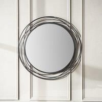 Pacific Black Metal Swirl Round Wall Mirror