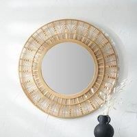 Pacific Natural Bamboo Frame Round Wall Mirror
