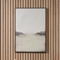 Grey and White Abstract Framed Canvas