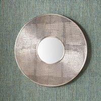 Pacific Lifestyle Round Iron Framed Wall Mounted Accent Mirror Silver 66cm H X 66cm W X 4cm D