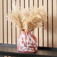 Pacific Lifestyle Red And White Tortoiseshell Glass Vase, Red