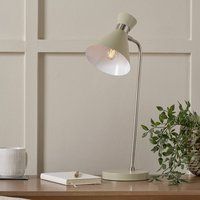 Ruma Brushed Silver Metal Table Lamp in Light Green