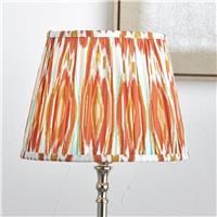 Ruma Orange Ikat Patterned Mushroom Pleat Tapered Lampshade in Red | Size: 12 inches