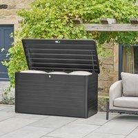 Pacific Lifestyle Rhode Island 160cm W Galvanised Steel Lockable Deck Box with Wheels Black 91cm H X 160cm W X 79cm D