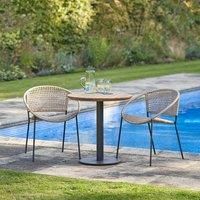 Pacific Lifestyle Dakota Round 2 - Person 70cm Long Bistro Set with Cushions Brown 2