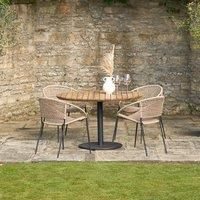 Outdoor 4 Seater Dining Set | Acacia Wood  and PU Rattan Garden Dining Set