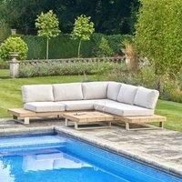 Pacific Lifestyle Osaka Aluminium & Acacia 5 - Person Garden Lounge Set with Cushions Beige 5