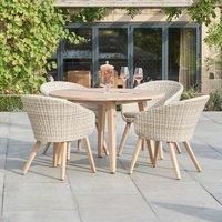 Pacific Lifestyle Cabon 4 - Person 120cm Long Dining Set with Cushions Brown 4