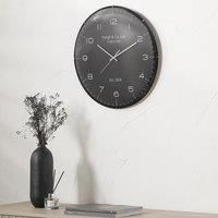 Pacific Lifestyle Analog Dome Glass Wall Clock for Living Room | Large 50cm Round Wall Clock with Dome | Battery Operated Wall Mounted Clock (Black)