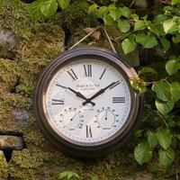 Pacific Lifestyle 42cm Glass Wall Clock for Living Room | Large Round Wall Clock with Dome | Analog Battery Operated Wall Mounted Clock (Antique Bronze)