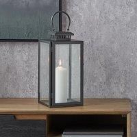 Stainless Steel Lantern for LED Candles | Metal and Glass Decorative Lantern for Indoor | Rectangular Lantern Candle Display (Black, W18 x D19 x H39cm)
