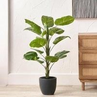 Artificial Elephant Ear Plant in Grey Plant Pot