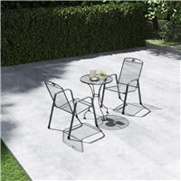 Savoy Metal Bistro Set for 2 Patio Table and Chairs Mesh Outdoor Furniture