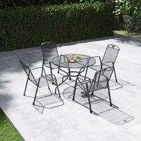 Savoy Metal Outdoor 4 Seater Dining Set Mesh Patio Garden Furniture Table Chairs