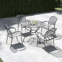Pacific Carlo Round 4 Seater Dining Set with Cushions, Grey