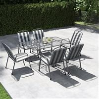Savoy Outdoor Dining Set for 6 Metal Table and Chairs with Cushions