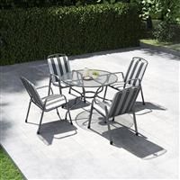Pacific Savoy Round 4 Seater Dining Set with Cushions, Grey