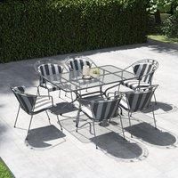 Pacific Elegance Rectangular 6 Seater Dining Set with Cushions, Grey
