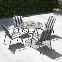 Pacific Elegance Round 4 Seater Dining Set with Cushions, Grey