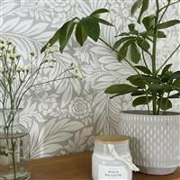 Belgravia Florence Floral Wallpaper Red Grey Natural Green Contemporary Flower