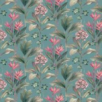 Floral Tropical Palm Leaves Flowers Jungle Feature Belgravia Oliana Wallpaper