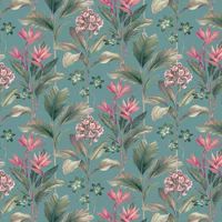 Floral Tropical Palm Leaves Flowers Jungle Feature Belgravia Oliana Wallpaper